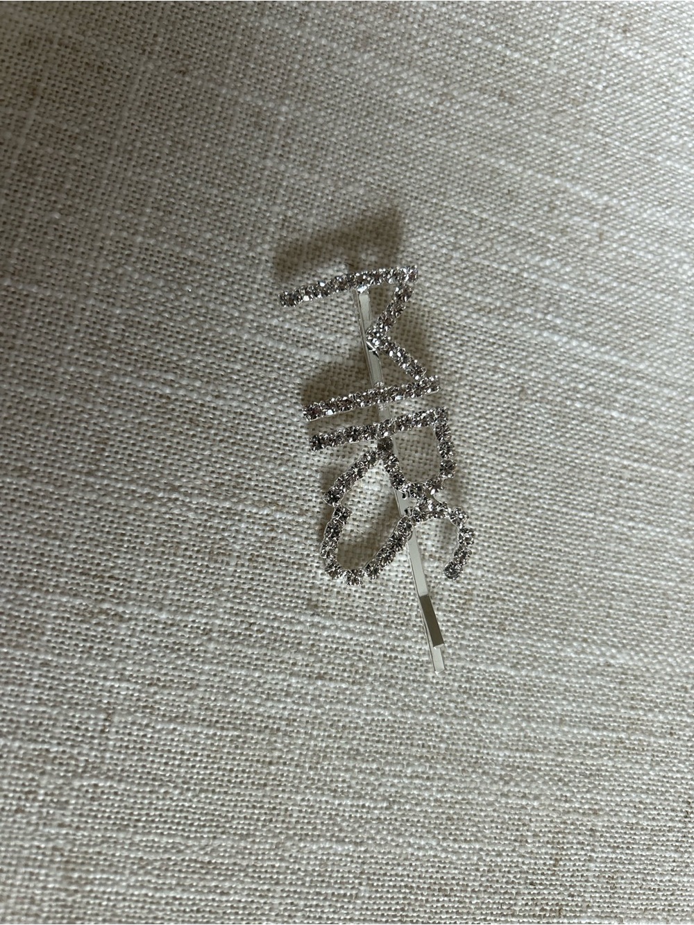 Crystal 'MRS' Script Hair Pin - Silver Tone